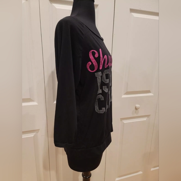 Chin up apparel Shopping is my Cardio black lightweight casual shirt top L - Picture 4 of 10